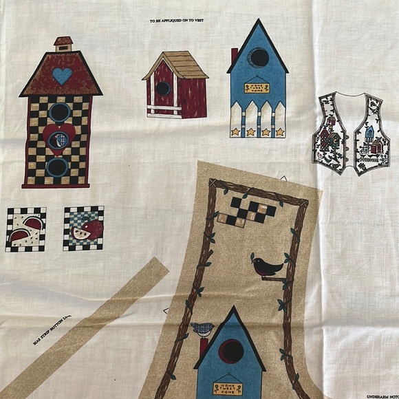 Birdhouse Bungalow Vest Fabric Panel - Picture 3 of 7